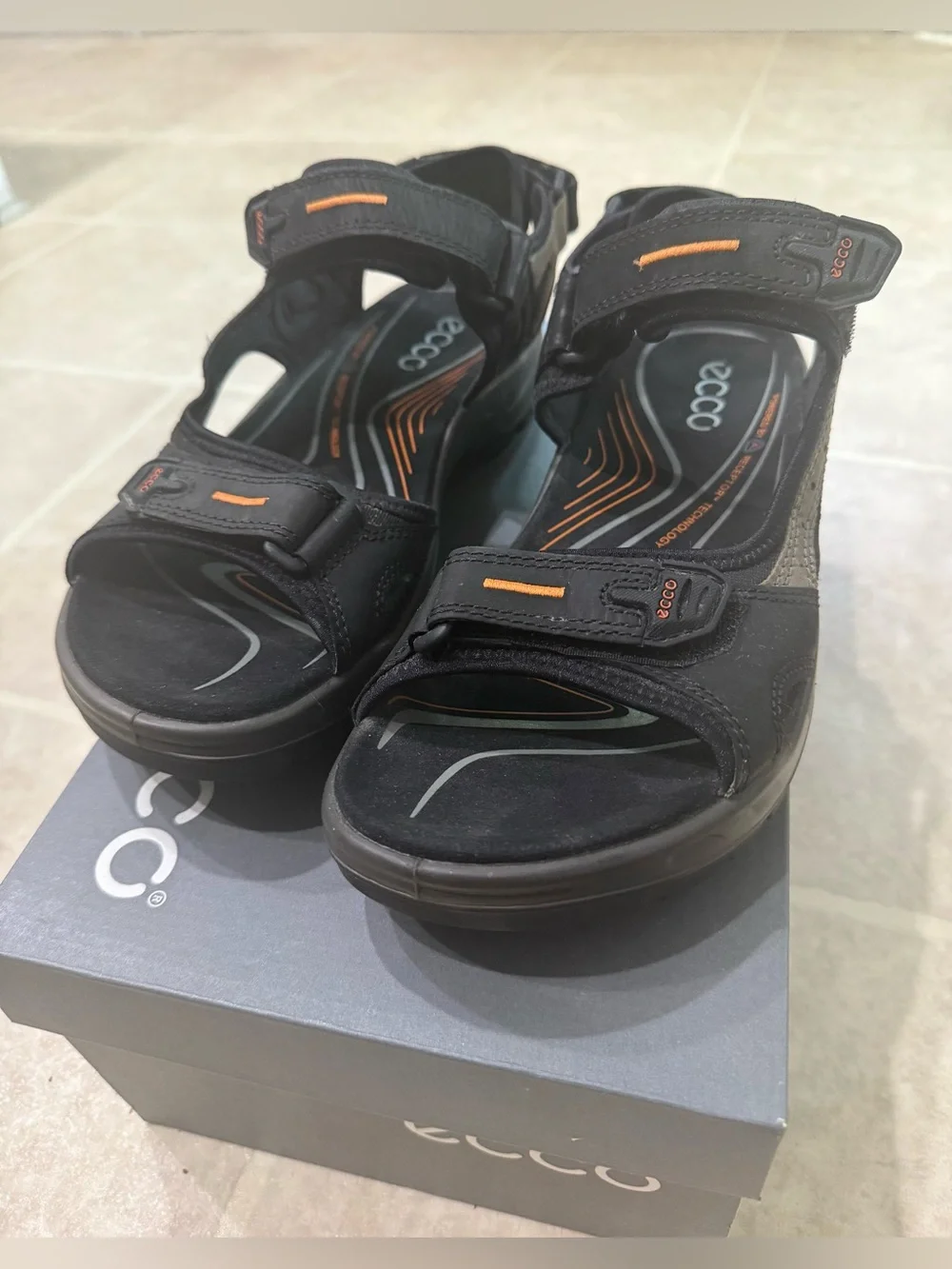Ecco Men’s Off-road Yucatán Black and Brown Outdoor Leather Sport Sandals